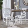 Acacia Wood Dining Chairs, White