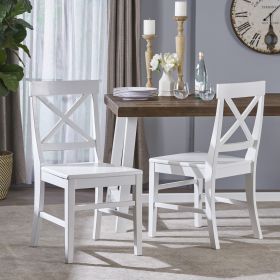 Acacia Wood Dining Chairs, White