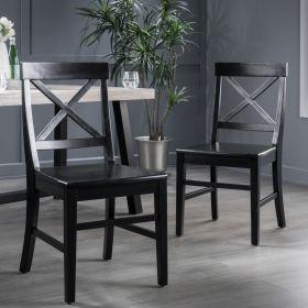 Acacia Wood Dining Chairs, Black (Set of 2)
