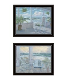 Trendy Decor 4U "Coastal Porch Relaxing" Framed Wall Art for Living Room, Wall Art Print for Home Decor, Bedroom Wall Art by Georgia Janisse