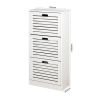 Wooden Shoe Cabinet for Entryway;  White Shoe Storage Cabinet with 3 Flip Doors 20.94x9.45x43.11 inch