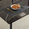 Disassemble rectangular table with arc MDF Black PVC marble surface 122*76*76cm N101