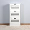 Wooden Shoe Cabinet for Entryway;  White Shoe Storage Cabinet with 3 Flip Doors 20.94x9.45x43.11 inch