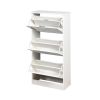 Wooden Shoe Cabinet for Entryway;  White Shoe Storage Cabinet with 3 Flip Doors 20.94x9.45x43.11 inch