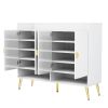 Shoe Cabinet with Doors, 11-Tier Shoe Storage Cabinet with Adjustable Shelves, Modern Wooden Shoes Shoe Storage Organizer for Entryway, Living Room, H