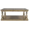Rustic Floor Shelf Coffee Table with Storage; Solid Pine Wood