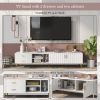 Modern TV Stand with 5 Champagne legs - Durable, stylish, spacious, versatile storage TVS up to 77"