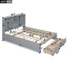 Queen Size Platform Bed with Storage Headboard and 2 Drawers